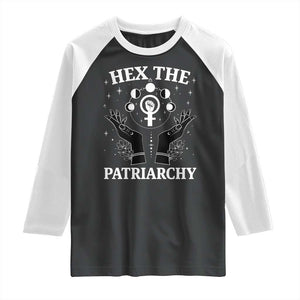 Hex The Patriarchy Raglan Shirt Feminist Witch Female Symbol TS11 Black White Print Your Wear