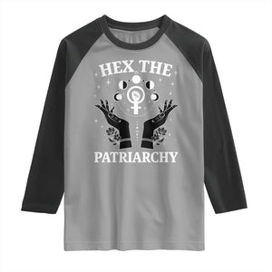 Hex The Patriarchy Raglan Shirt Feminist Witch Female Symbol TS11 Sport Gray Black Print Your Wear