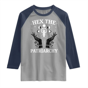 Hex The Patriarchy Raglan Shirt Feminist Witch Female Symbol TS11 Sport Gray Navy Print Your Wear