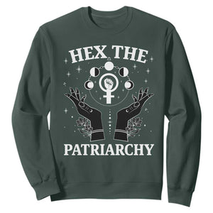 Hex The Patriarchy Sweatshirt Feminist Witch Female Symbol TS11 Dark Forest Green Print Your Wear