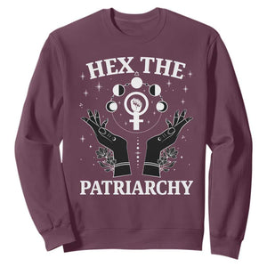 Hex The Patriarchy Sweatshirt Feminist Witch Female Symbol TS11 Maroon Print Your Wear