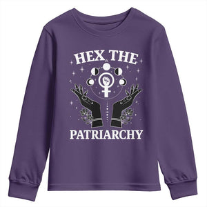 Hex The Patriarchy Youth Sweatshirt Feminist Witch Female Symbol TS11 Purple Print Your Wear