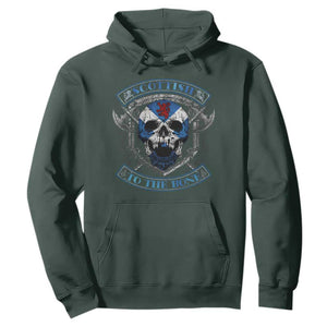 Funny Scottish Viking Hoodie Scottish To The Bone Vintage Scottish Lion Rampant Flag Skull TS11 Dark Forest Green Print Your Wear