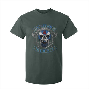 Funny Scottish Viking T Shirt For Kid Scottish To The Bone Vintage Scottish Lion Rampant Flag Skull TS11 Dark Forest Green Print Your Wear