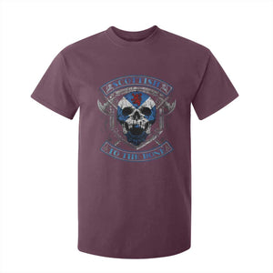 Funny Scottish Viking T Shirt For Kid Scottish To The Bone Vintage Scottish Lion Rampant Flag Skull TS11 Maroon Print Your Wear