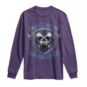 Funny Scottish Viking Long Sleeve Shirt Scottish To The Bone Vintage Scottish Lion Rampant Flag Skull TS11 Purple Print Your Wear