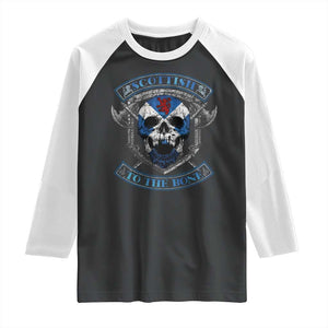 Funny Scottish Viking Raglan Shirt Scottish To The Bone Vintage Scottish Lion Rampant Flag Skull TS11 Black White Print Your Wear