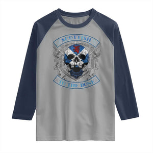 Funny Scottish Viking Raglan Shirt Scottish To The Bone Vintage Scottish Lion Rampant Flag Skull TS11 Sport Gray Navy Print Your Wear