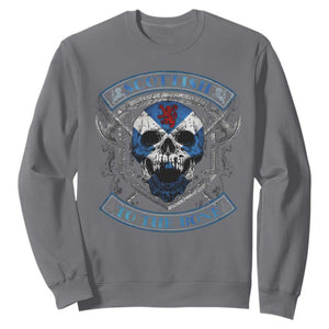 Funny Scottish Viking Sweatshirt Scottish To The Bone Vintage Scottish Lion Rampant Flag Skull TS11 Charcoal Print Your Wear
