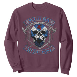 Funny Scottish Viking Sweatshirt Scottish To The Bone Vintage Scottish Lion Rampant Flag Skull TS11 Maroon Print Your Wear