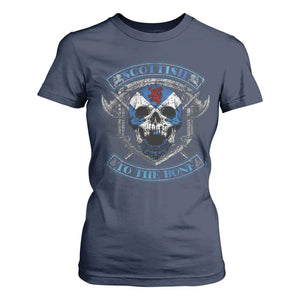 Funny Scottish Viking T Shirt For Women Scottish To The Bone Vintage Scottish Lion Rampant Flag Skull TS11 Navy Print Your Wear