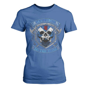 Funny Scottish Viking T Shirt For Women Scottish To The Bone Vintage Scottish Lion Rampant Flag Skull TS11 Royal Blue Print Your Wear