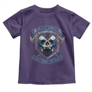 Funny Scottish Viking Toddler T Shirt Scottish To The Bone Vintage Scottish Lion Rampant Flag Skull TS11 Purple Print Your Wear