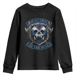Funny Scottish Viking Youth Sweatshirt Scottish To The Bone Vintage Scottish Lion Rampant Flag Skull TS11 Black Print Your Wear