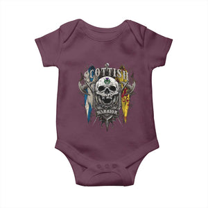 Scottish Warrior Baby Onesie Vintage Skull Celtic Cross Scottish Lion Rampant Flag TS11 Maroon Print Your Wear