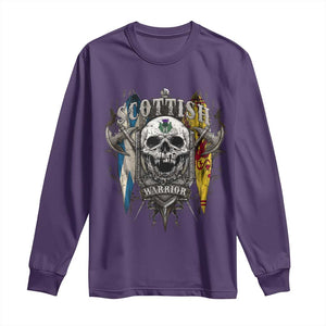 Scottish Warrior Long Sleeve Shirt Vintage Skull Celtic Cross Scottish Lion Rampant Flag TS11 Purple Print Your Wear