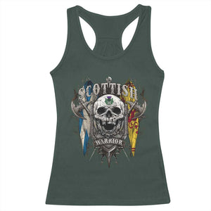 Scottish Warrior Racerback Tank Top Vintage Skull Celtic Cross Scottish Lion Rampant Flag TS11 Dark Forest Green Print Your Wear