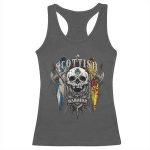 Scottish Warrior Racerback Tank Top Vintage Skull Celtic Cross Scottish Lion Rampant Flag TS11 Dark Heather Print Your Wear