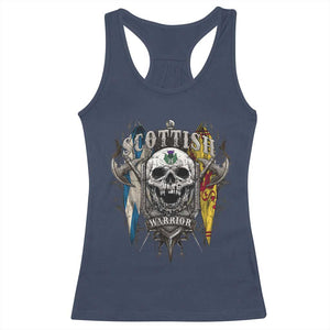Scottish Warrior Racerback Tank Top Vintage Skull Celtic Cross Scottish Lion Rampant Flag TS11 Navy Print Your Wear