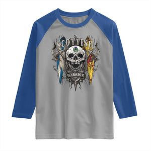 Scottish Warrior Raglan Shirt Vintage Skull Celtic Cross Scottish Lion Rampant Flag TS11 Sport Gray Royal Print Your Wear