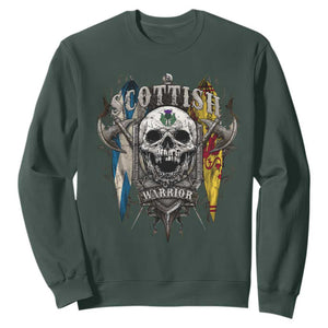 Scottish Warrior Sweatshirt Vintage Skull Celtic Cross Scottish Lion Rampant Flag TS11 Dark Forest Green Print Your Wear