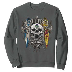 Scottish Warrior Sweatshirt Vintage Skull Celtic Cross Scottish Lion Rampant Flag TS11 Dark Heather Print Your Wear