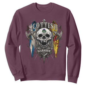 Scottish Warrior Sweatshirt Vintage Skull Celtic Cross Scottish Lion Rampant Flag TS11 Maroon Print Your Wear