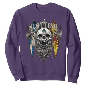 Scottish Warrior Sweatshirt Vintage Skull Celtic Cross Scottish Lion Rampant Flag TS11 Purple Print Your Wear
