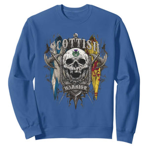 Scottish Warrior Sweatshirt Vintage Skull Celtic Cross Scottish Lion Rampant Flag TS11 Royal Blue Print Your Wear