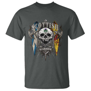 Scottish Warrior T Shirt Vintage Skull Celtic Cross Scottish Lion Rampant Flag TS11 Dark Heather Print Your Wear