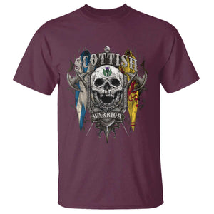 Scottish Warrior T Shirt Vintage Skull Celtic Cross Scottish Lion Rampant Flag TS11 Maroon Print Your Wear