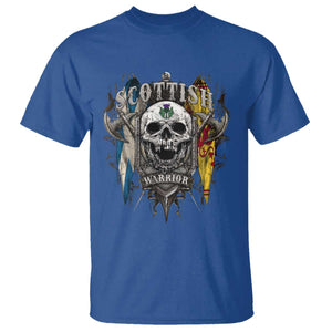 Scottish Warrior T Shirt Vintage Skull Celtic Cross Scottish Lion Rampant Flag TS11 Royal Blue Print Your Wear