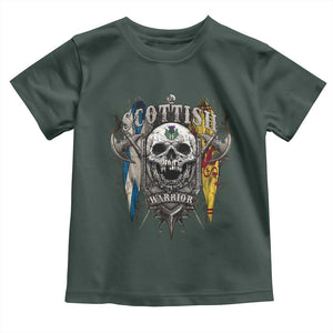 Scottish Warrior Toddler T Shirt Vintage Skull Celtic Cross Scottish Lion Rampant Flag TS11 Dark Forest Green Print Your Wear