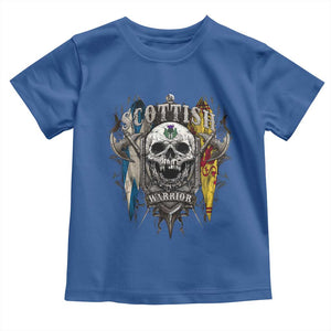 Scottish Warrior Toddler T Shirt Vintage Skull Celtic Cross Scottish Lion Rampant Flag TS11 Royal Blue Print Your Wear