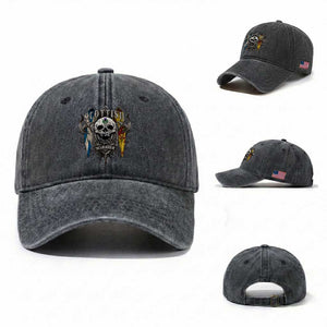 Scottish Warrior Washed Cotton Baseball Cap Vintage Skull Celtic Cross Scottish Lion Rampant Flag TS11 Washed Cap Universal Fit Dark Gray Print Your Wear