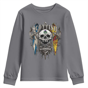 Scottish Warrior Youth Sweatshirt Vintage Skull Celtic Cross Scottish Lion Rampant Flag TS11 Charcoal Print Your Wear