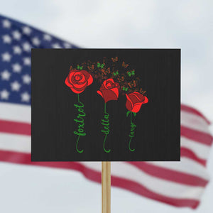 Funny Foxtrot Delta Tango Protest Sign Vintage Rose Flowers Butterfly TS11 Horizontal 18" × 24" Black Print Your Wear