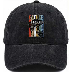African American Black Father Washed Cotton Baseball Cap Fathers Day Juneteenth TS11 Print Your Wear