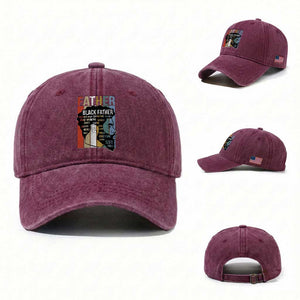 African American Black Father Washed Cotton Baseball Cap Fathers Day Juneteenth TS11 Washed Cap Universal Fit Burgundy Print Your Wear