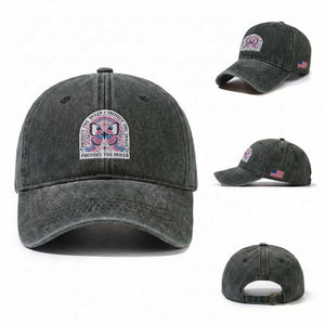 Protect The Dolls Washed Cotton Baseball Cap Trans Women Pride Month Butterfly TS11 Washed Cap Universal Fit Dark Green Print Your Wear