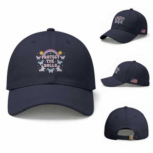 Protect The Dolls Baseball Cap Trans Women Pride Month Retro Groove Butterfly TS11 Baseball Cap Universal Fit Navy Print Your Wear