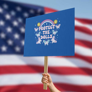 Protect The Dolls Protest Sign Trans Women Pride Month Retro Groove Butterfly TS11 Horizontal 18" × 24" Blue Print Your Wear