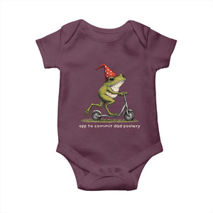 Off To Commit Dad Foolery Baby Onesie Funny Daddy Frog Scooter Fathers Day TS11 Maroon Print Your Wear