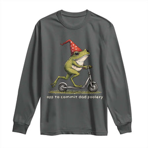 Off To Commit Dad Foolery Long Sleeve Shirt Funny Daddy Frog Scooter Fathers Day TS11 Dark Heather Print Your Wear