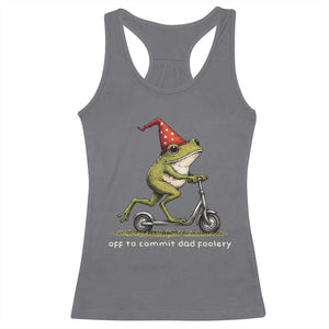 Off To Commit Dad Foolery Racerback Tank Top Funny Daddy Frog Scooter Fathers Day TS11 Charcoal Print Your Wear