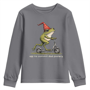 Off To Commit Dad Foolery Youth Sweatshirt Funny Daddy Frog Scooter Fathers Day TS11 Charcoal Print Your Wear