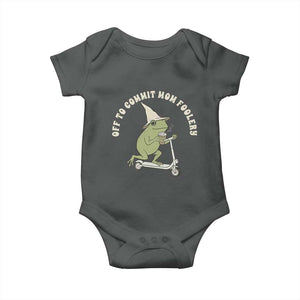 Off To Commit Mom Foolery Baby Onesie Funny Mama Frog Scooter Mother's Day TS11 Dark Heather Print Your Wear