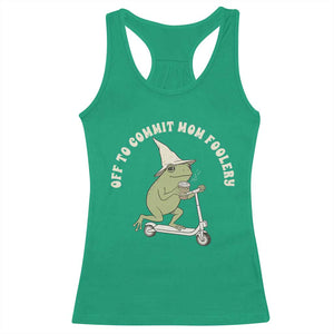Off To Commit Mom Foolery Racerback Tank Top Funny Mama Frog Scooter Mother's Day TS11 Irish Green Print Your Wear