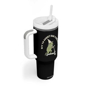 Off To Commit Mom Foolery Tumbler With Handle Funny Mama Frog Scooter Mother's Day TS11 Print Your Wear