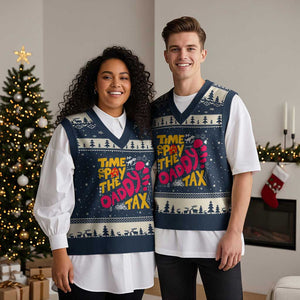 Time To Pay The Daddy Tax V-Neck Knit Sweater Vest Dungeon Gamer Dad Father’s Day TS11 Navy Beige Print Your Wear